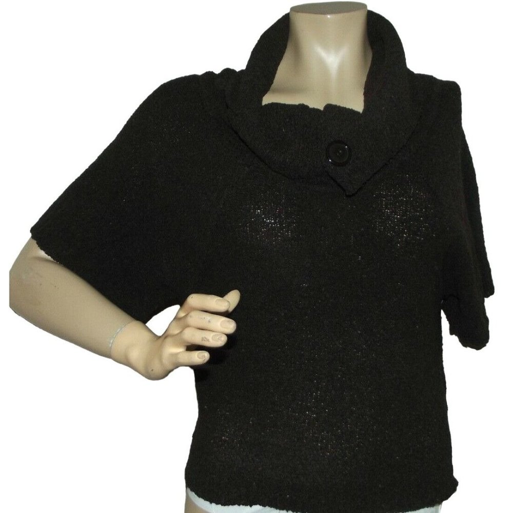 On Fire Women's Small Brown Textured Cowl Neck Sweater short elbow sleeve S